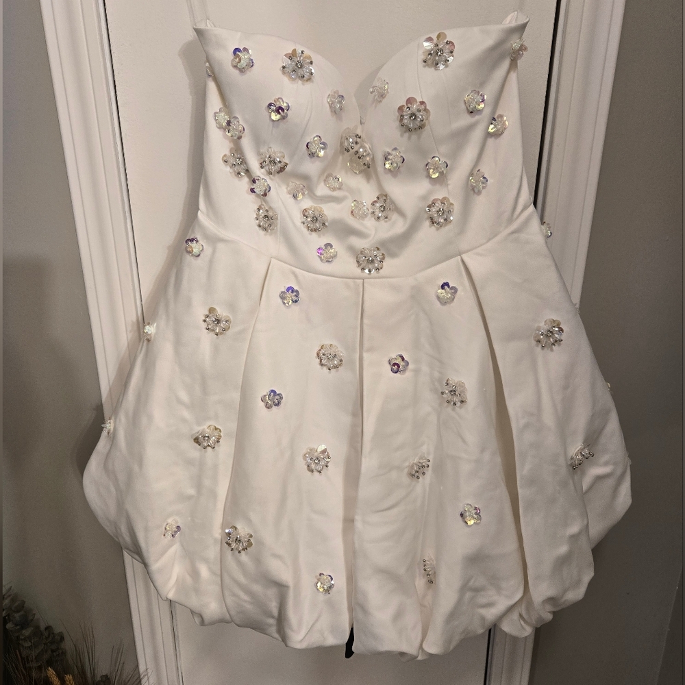 Fashion Nova Luxe Hollie Embellished Mini Dress Size Med White - Picture 5 of 14